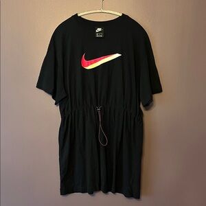 Nike 100% Cotton Crewneck Tee Dress with drawstring waist & Gradient Swoosh-XL